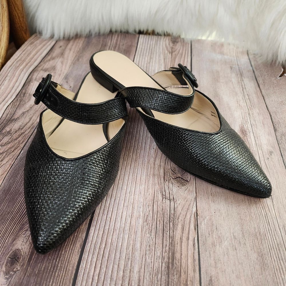 Something Navy Black Woven Buckle‎ Strap Slip-on.flats Sz 9
